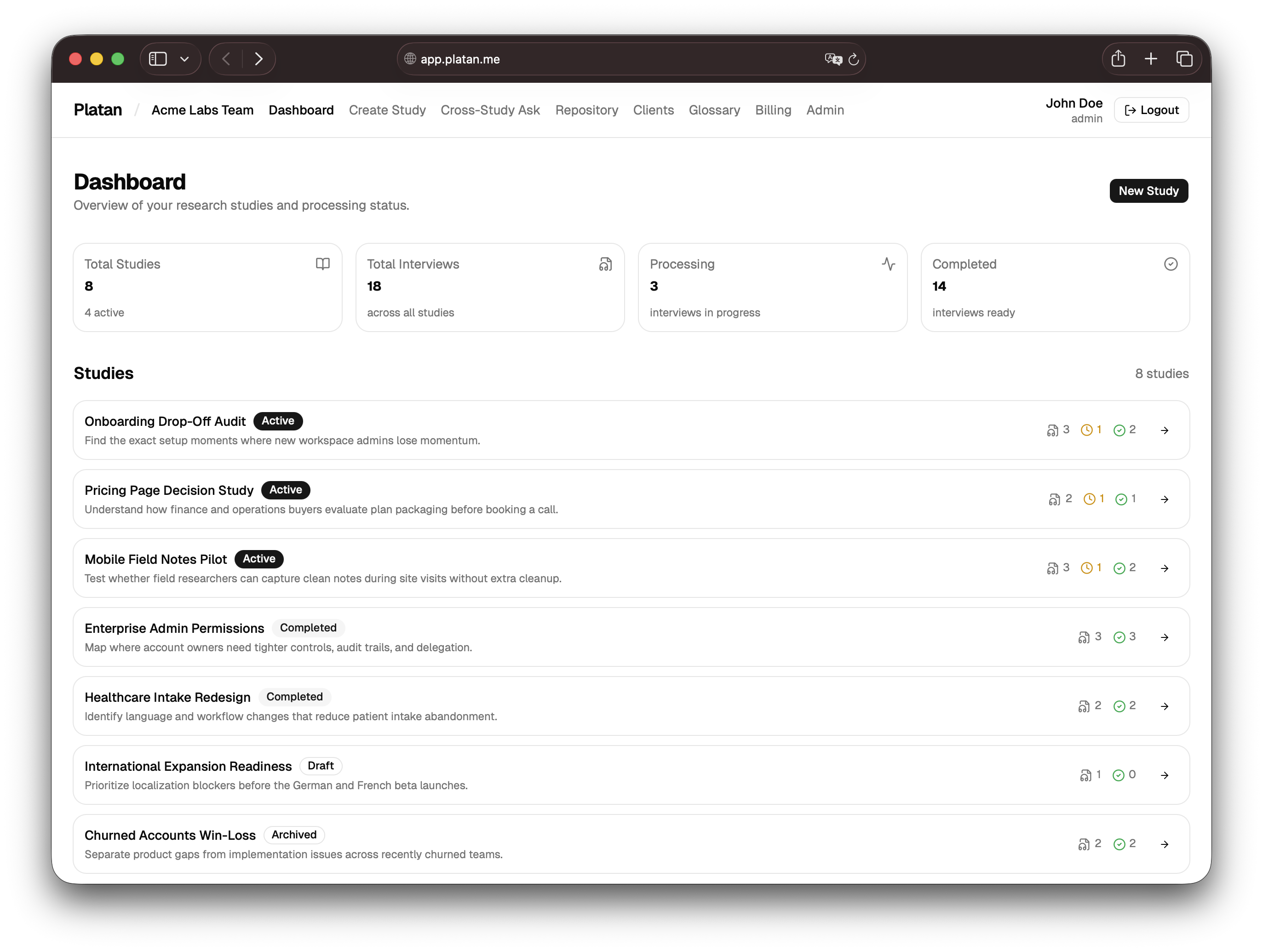 Platan interview insights view