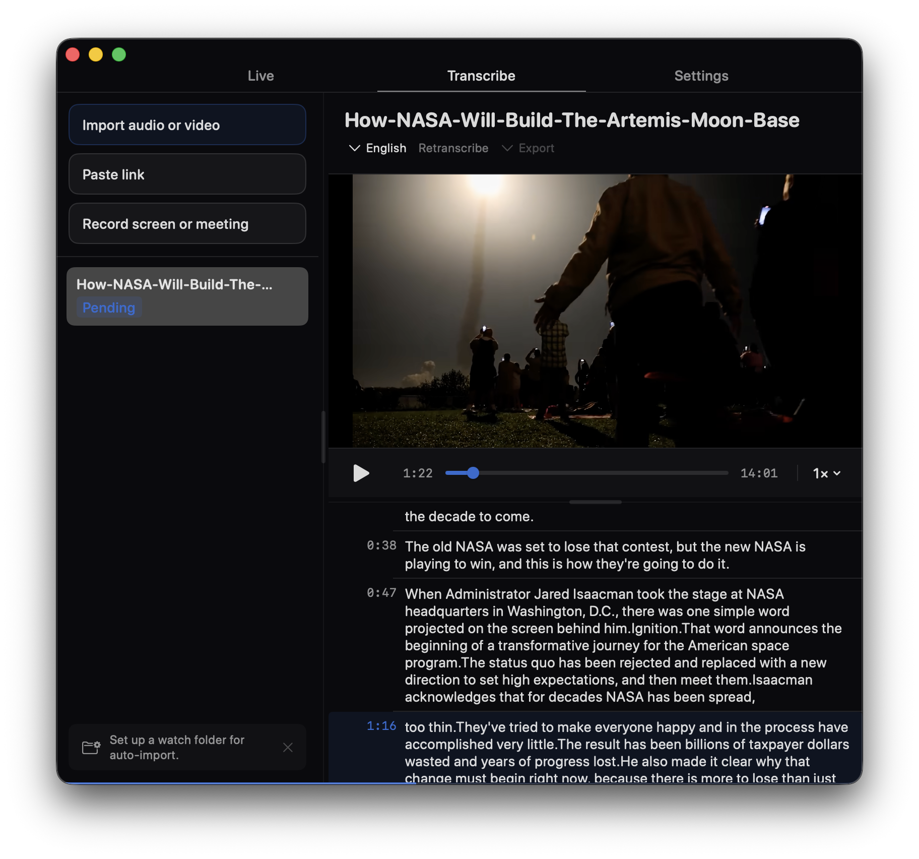 voz42 settings and workflow view